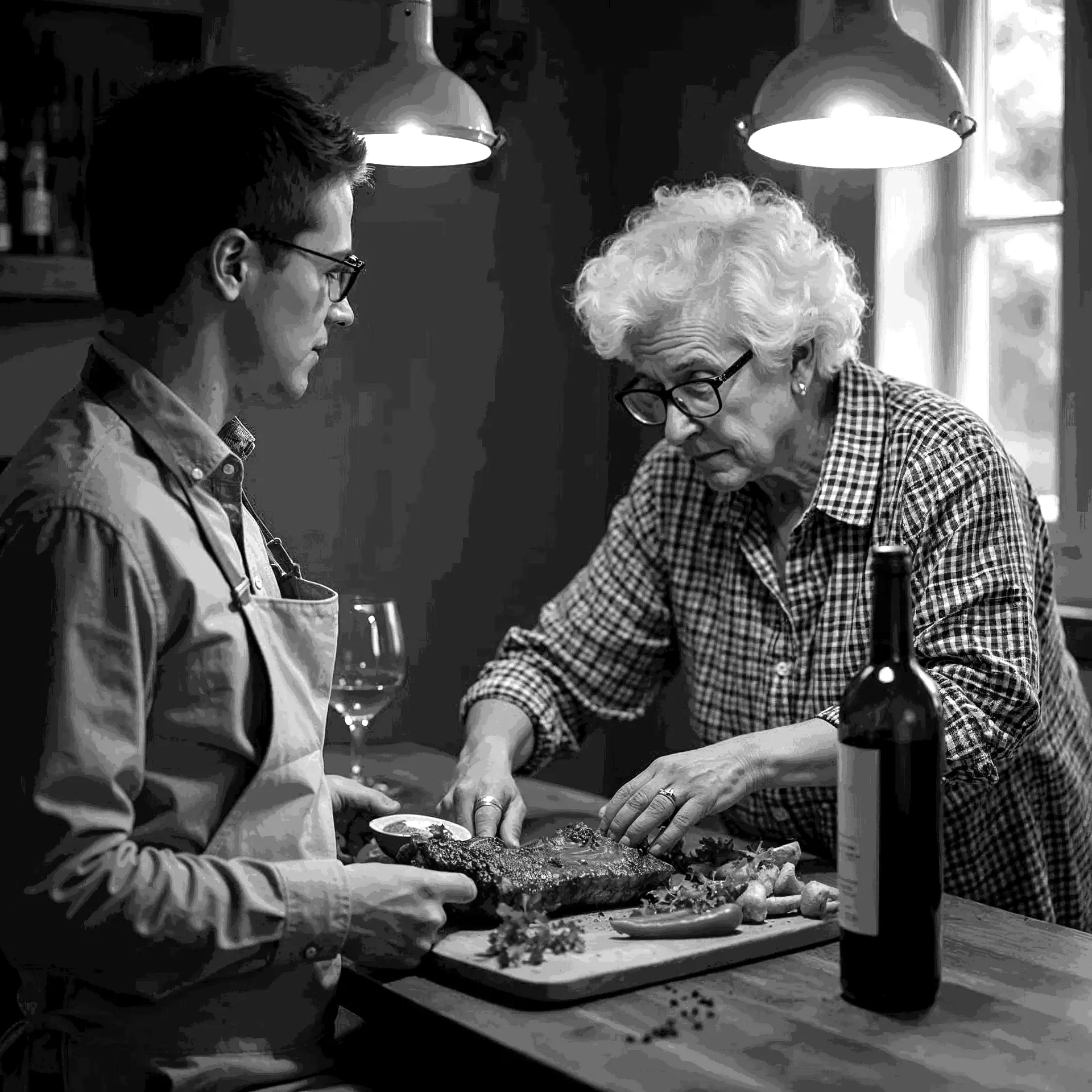 Gramma image cooking lamb.